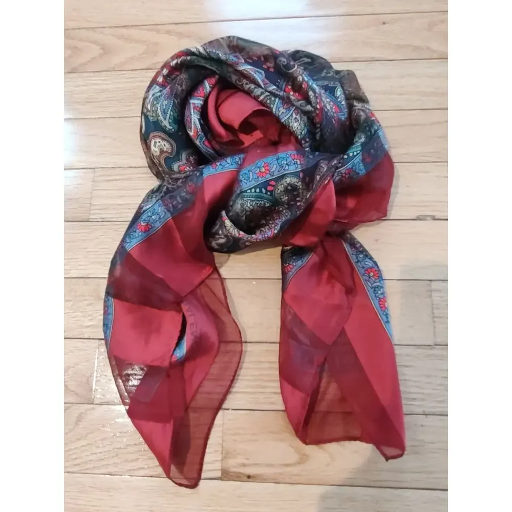 Balenciaga paisley silk sheer panel large scarf 33